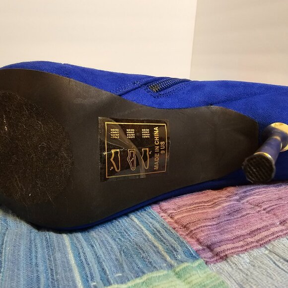 Shoedazzle Blue Suede Stiletto Ankle Boot, Size 9 - Picture 7 of 8